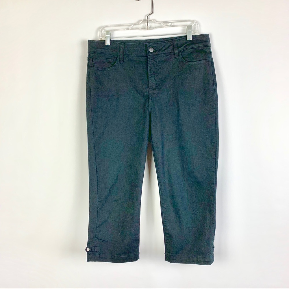 NYDJ Capris 12 Black High Rise Lift Tuck Bling